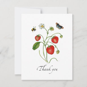 Aquarell-Erdbeeren Flache Dankeskarten Dankeskarte