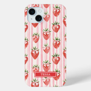 Aquarell-Erdbeeren mit koketten Schleifen Case-Mate iPhone Hülle