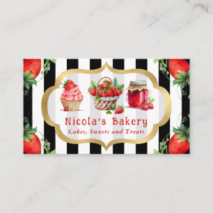 Aquarell-Erdbeeren-Torten und Marmelade Bäckerei Visitenkarte