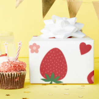Aquarell-Erdbeeren- und Herz-Geschenkpapier Geschenkpapier