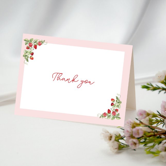 Aquarell-Erdbeeren Whimsical Danke (Berry Sweet Baby Shower Thank You Card)
