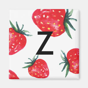 Aquarell-Erdbeerinitialenmagnet Magnet