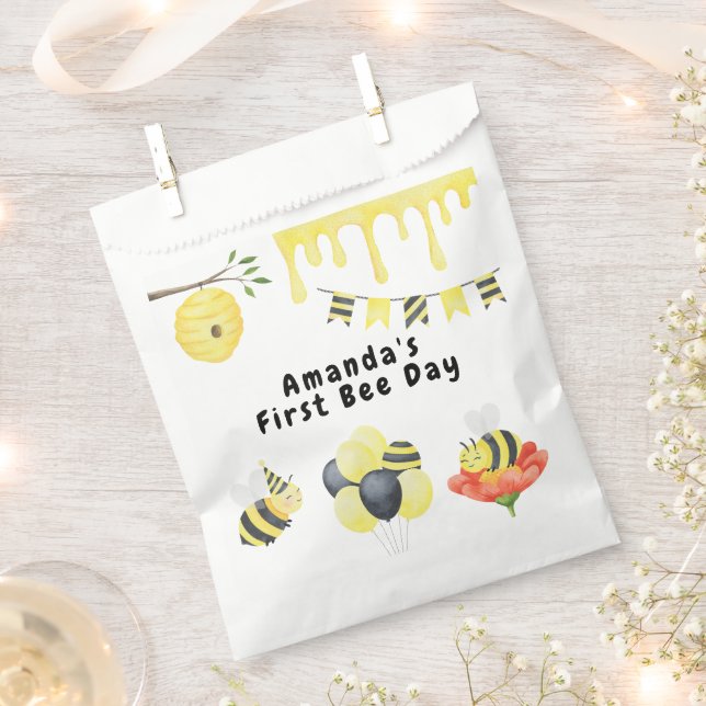 Aquarell Erste Biene Tag Geburtstagsfeier Geschenktütchen (Ausgeschnitten)
