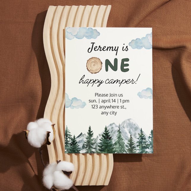 Aquarell Erster Geburtstag im Freien Einladung (Watercolor First Birthday Outdoors Invitation)