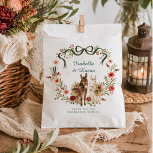 Aquarell Esel Florales Wappen Hochzeit Geschenktütchen