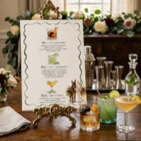 Aquarell-Esel-Signatur-Drinks-Hochzeitsmenü