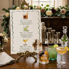 Aquarell-Esel-Signatur-Drinks-Hochzeitsmenü Poster
