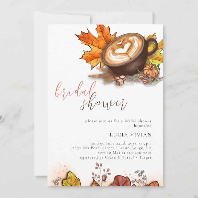 Aquarell Espresso Liebe Braut Brautparty Einladung (Vorderseite)