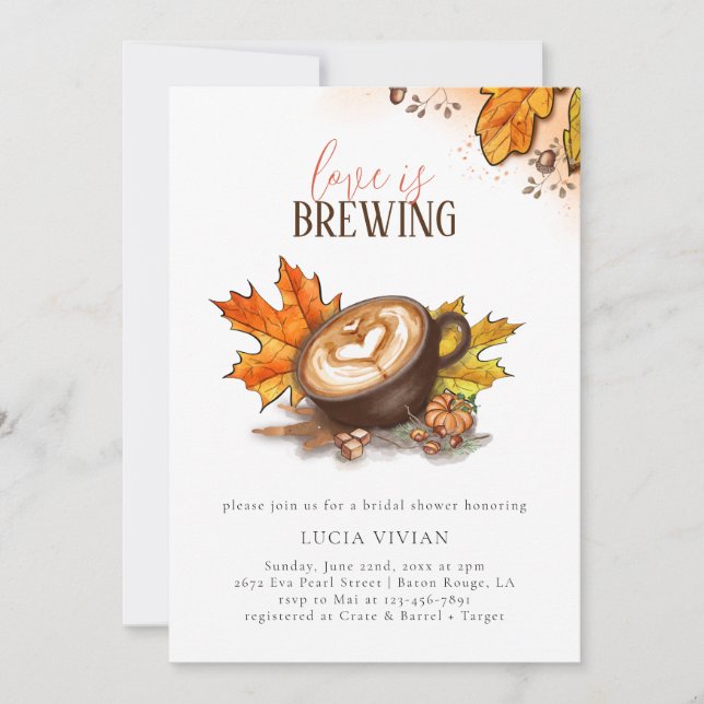 Aquarell Espresso Liebe Braut Brautparty Einladung (Vorderseite)