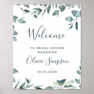 Aquarell Eucalyptus Grün Sign Bridal Shower Poster