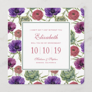 Aquarell Eukalyptus & Anemone - Bridesmaid Einladung