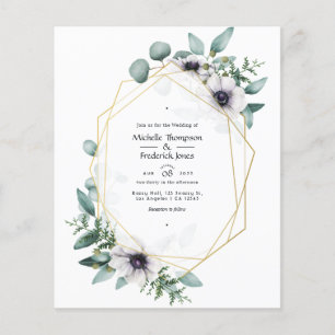 Aquarell-Eukalyptus-Anemone-Geometrische Hochzeit Flyer