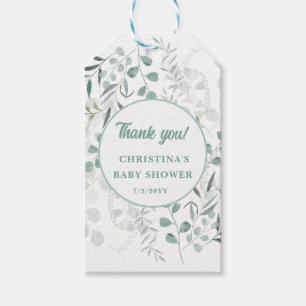 Aquarell-Eukalyptus-Blätter Grünzeug Babyparty Geschenkanhänger