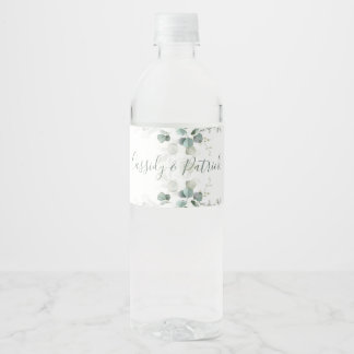 Aquarell, Eukalyptus-Blätter Hochzeit Wasserflaschenetikett