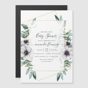 Aquarell-Eukalyptus-Blumen-Geometrie-Baby-Party Magneteinladung