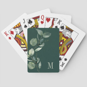 Aquarell-Eukalyptus-Botanisches Monogramm Spielkarten
