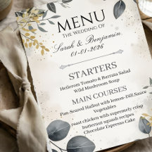 Aquarell Eukalyptus | Elegantes Hochzeitsmenü