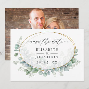 Aquarell-Eukalyptus-Geometrische-Hochzeit Save The Date