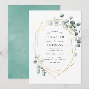 Aquarell-Eukalyptus-Geometrische Hochzeitseinladun Einladung