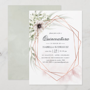 Aquarell-Eukalyptus-Geometrischer Quinceañera Einladung