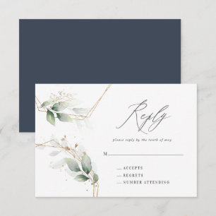 Aquarell Eukalyptus Gold geometrische Hochzeitsant RSVP Karte
