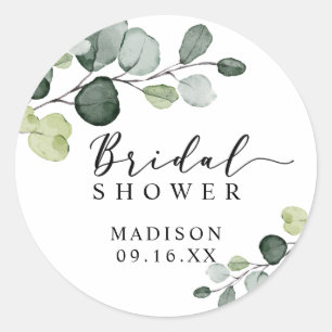 Aquarell-Eukalyptus-Grün-Brautparty Runder Aufkleber
