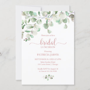 Aquarell-Eukalyptus-Grün-Bridal-Lunch Einladung