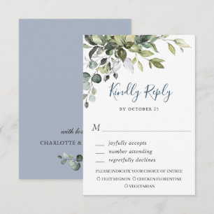 Aquarell-Eukalyptus-Grün-Hochzeit einfach RSVP Karte