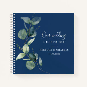 Aquarell-Eukalyptus-Grün-Hochzeitsgästebuch Notizbuch