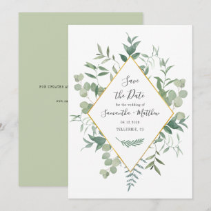 Aquarell-Eukalyptus-Grün Save the Date