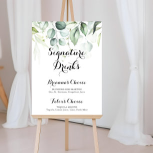 Aquarell-Eukalyptus-Grün-Signatur-Drinks  Poster