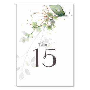 Aquarell-Eukalyptus-Grün-Wedding-Tischkarte Tischnummer