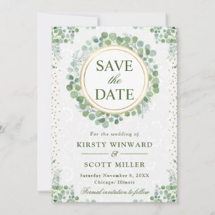 Aquarell-Eukalyptus-Grünkrone-Hochzeit Save The Date