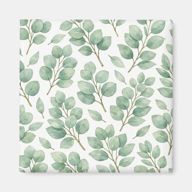 Aquarell-Eukalyptus-Grünmuster Magnet (Vorne)