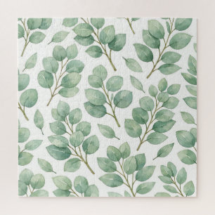 Aquarell-Eukalyptus-Grünmuster Puzzle