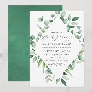 Aquarell-Eukalyptus-Grünzeug-Hochzeit Einladung