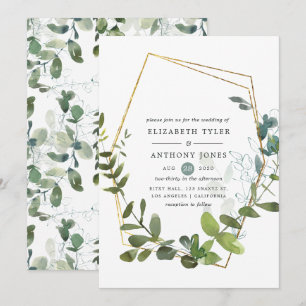 Aquarell-Eukalyptus-Grünzeug-Hochzeit Einladung