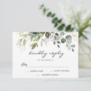 Aquarell-Eukalyptus-Grünzeug-Hochzeit RSVP Karte