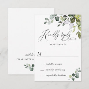Aquarell-Eukalyptus-Grünzeug-Hochzeit-RSVP-Karte RSVP Karte