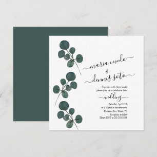 Aquarell-Eukalyptus-Grünzeug-Script-Hochzeit   Einladung