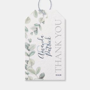 Aquarell-Eukalyptus-Hochzeit danken Ihnen Geschenkanhänger