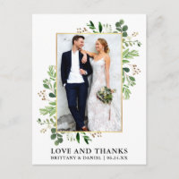 Aquarell-Eukalyptus-Hochzeit Gold Dank Liebe