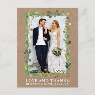 Aquarell-Eukalyptus-Hochzeit-Liebe-Dankeschön-Kraf Postkarte