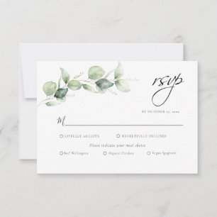Aquarell-Eukalyptus-Hochzeit RSVP Karte