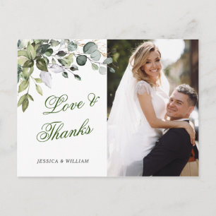 Aquarell-Eukalyptus-Hochzeitsfoto-Dankeschön Postkarte