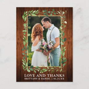 Aquarell-Eukalyptus-Holz-Gold-Liebe und Dank Postkarte