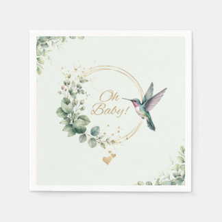 Aquarell-Eukalyptus-Kolibri-Baby-Party  Serviette
