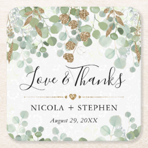 Aquarell-Eukalyptus-Laubhochzeit Rechteckiger Pappuntersetzer