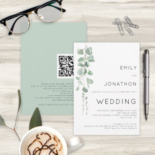 Aquarell-Eukalyptus-QR-Code-Hochzeit Einladung