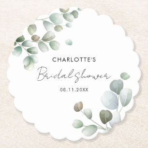 Aquarell-Eukalyptus-Schrift-Bridal-Shower Untersetzer